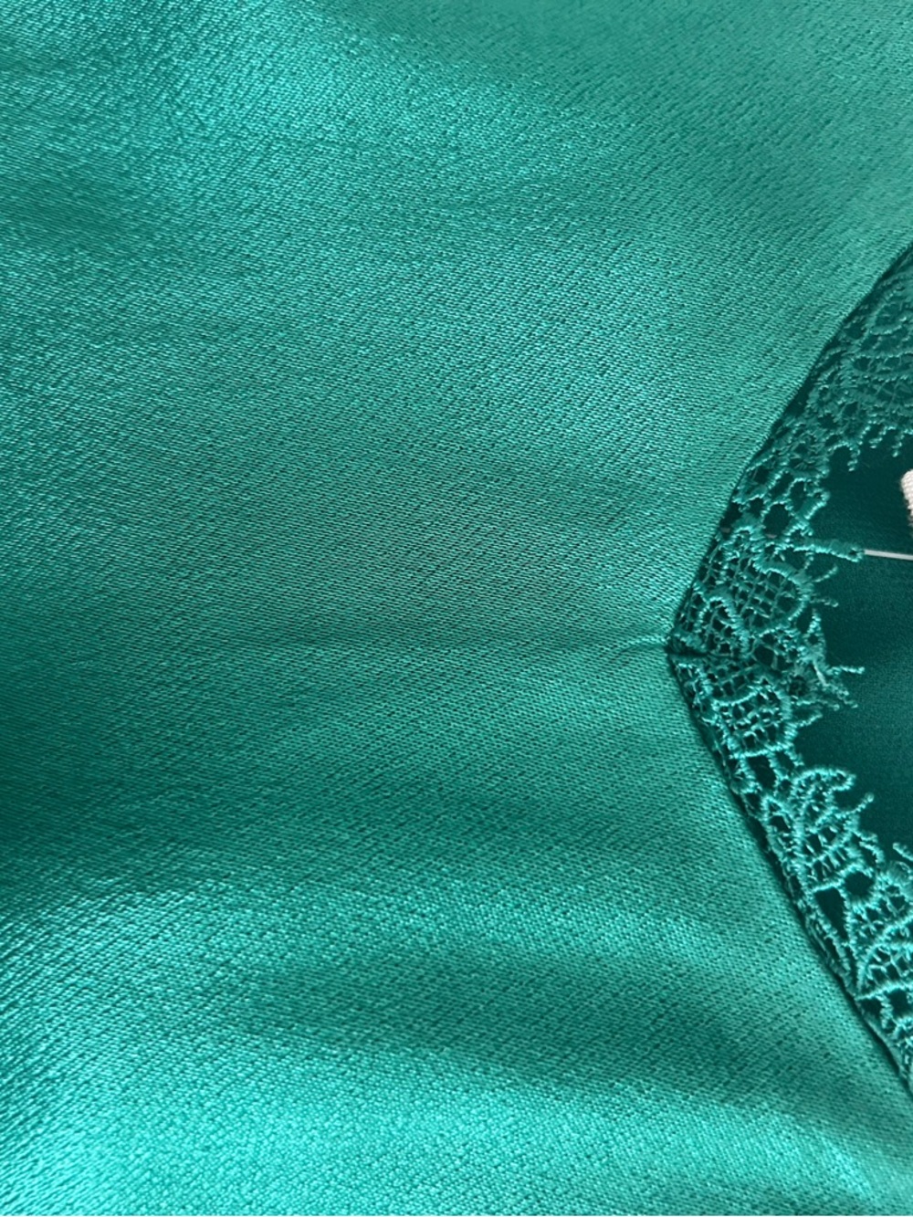 Floreat Anthropologie Green Emerald Lace-Trim Satin Cami Tank Size Small NWT - Picture 9 of 11